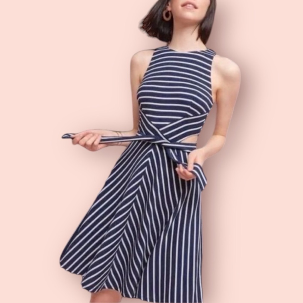 HUTCH Anthropologie Cutout Striped Dress